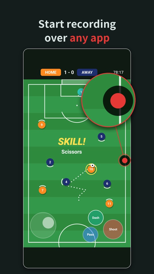 Start recording over any app (floating button)